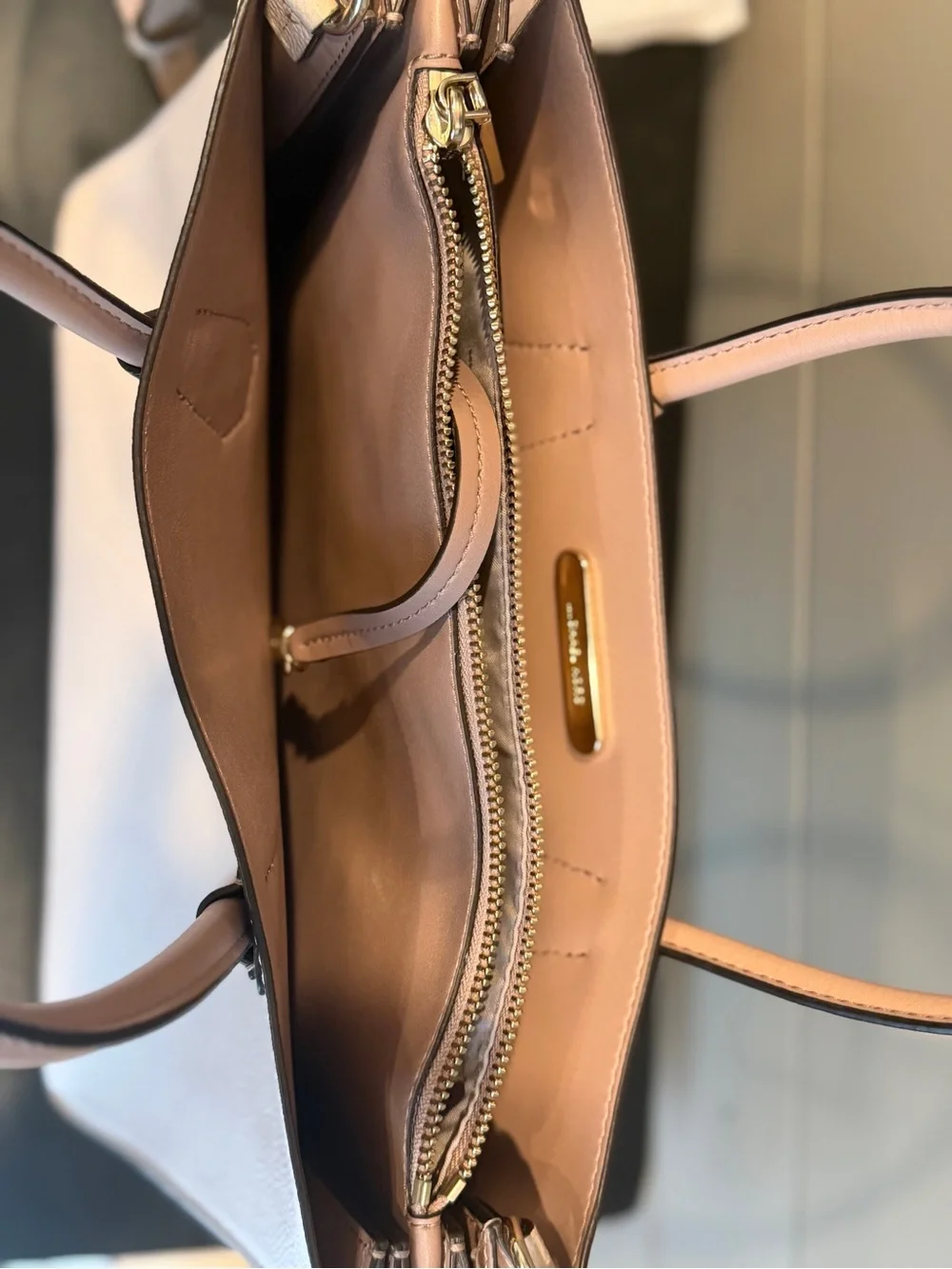 Michael Kors Pale Blush Leather Satchel with Gold Hardware